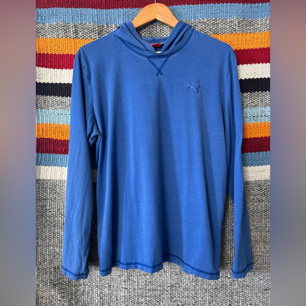 Blue Puma Hooded Long-Sleeve Pullover active yoga workout Size Large